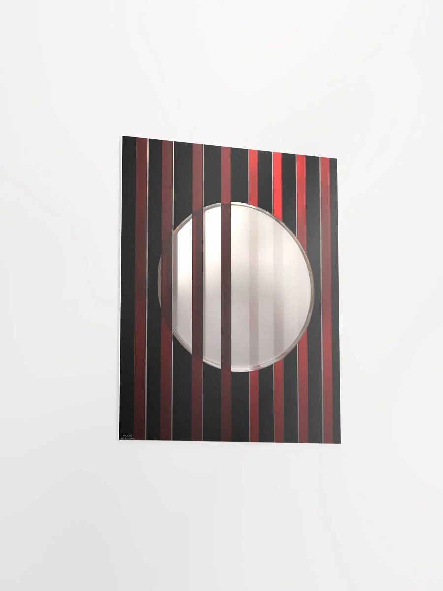 Minimalist 3D Digital Art: Red Lines White Circle on Black Background product image (15)