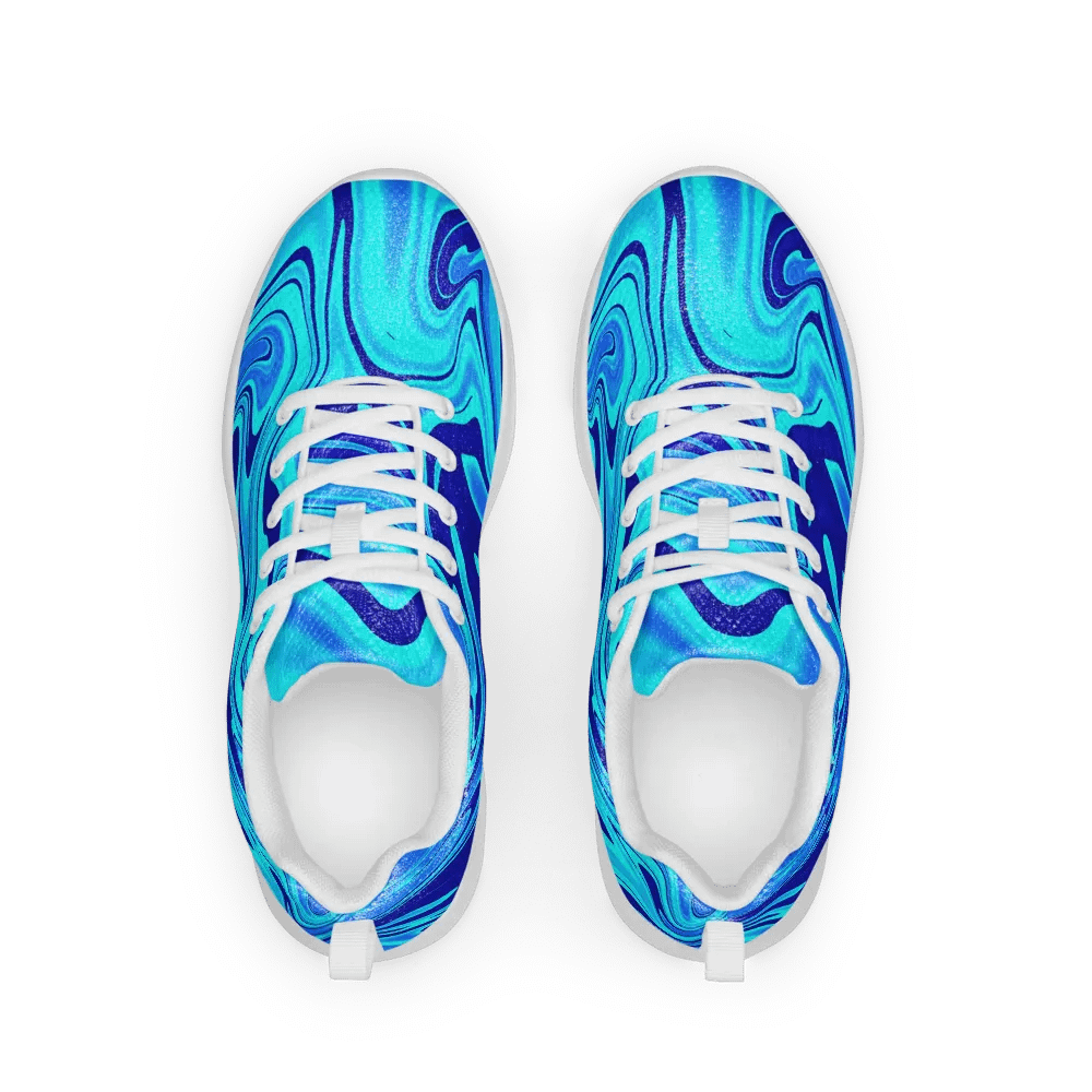 Women's Athletic Shoes - Light and Dark Blue Digital Fluid Art product image (2)