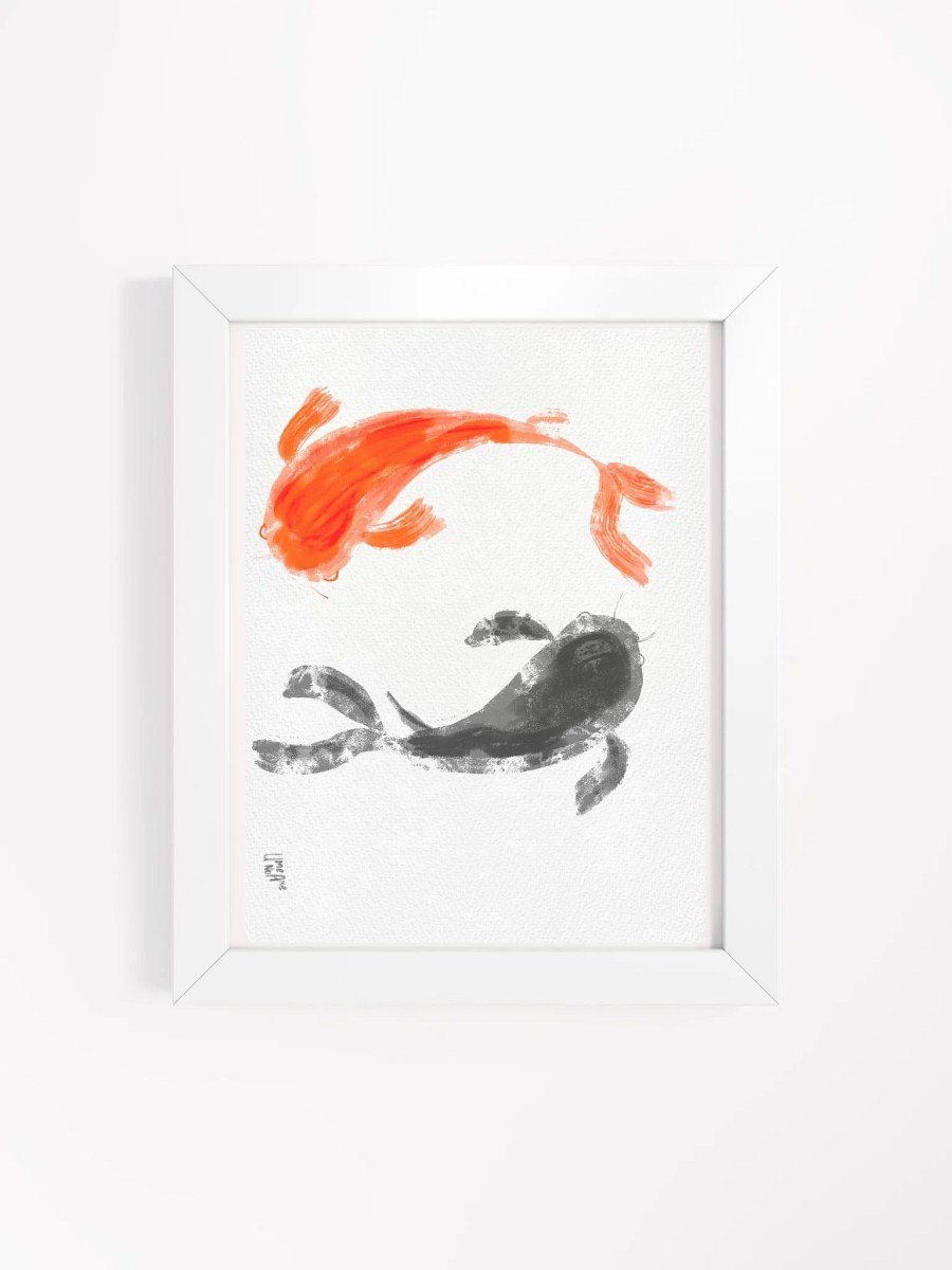 Swimming Koi - Digital Ink Watercolor Framed Print product image (4)