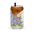 Garden Whispers: Bunny and the Primula Zebra Blues Glass Can - 16 oz product image (1)