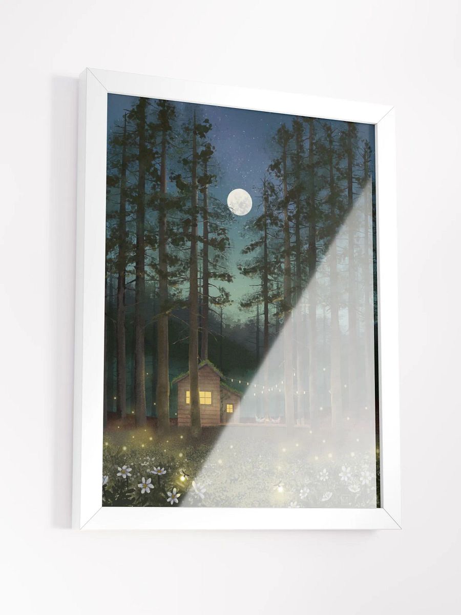 Framed Art Print - Cabin in the Woods Under a Full Moon product image (3)
