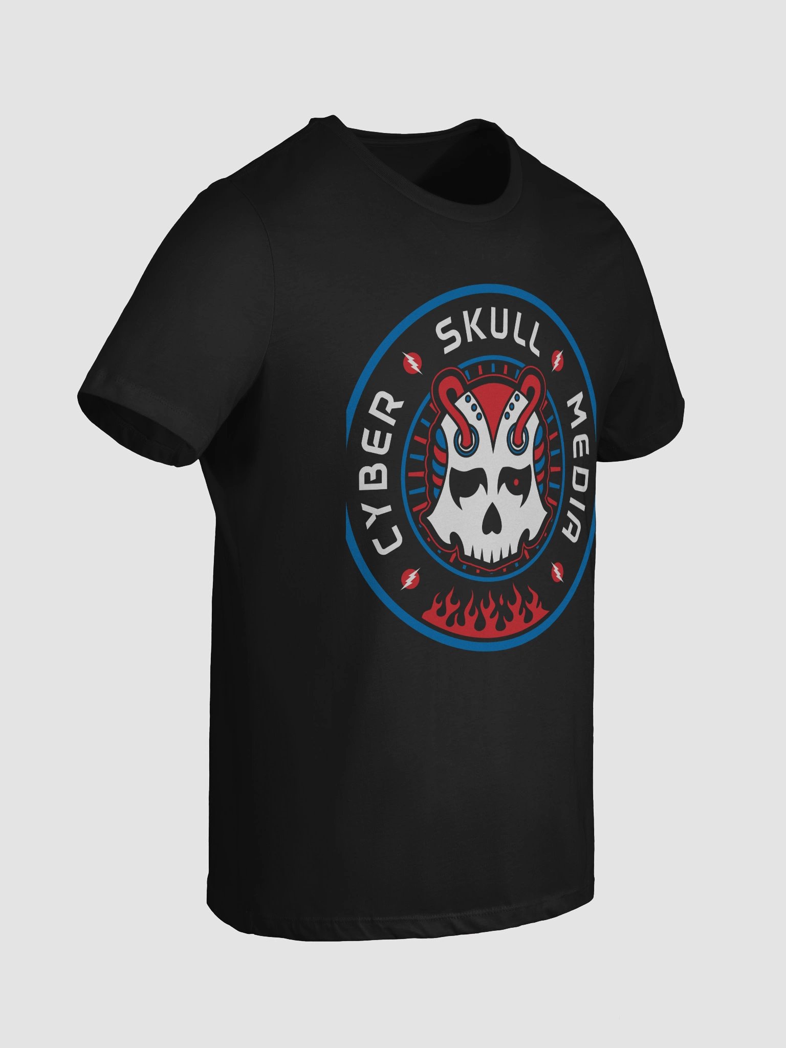 Red, White, & Blue Cyber Skull Media Logo Tee (Women's Fit) product image (6)