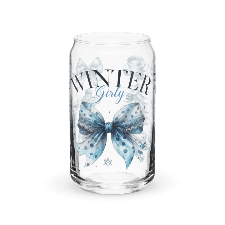 Winter Girly Blue Print Glass Can Cup With Or Without Lid product image (2)
