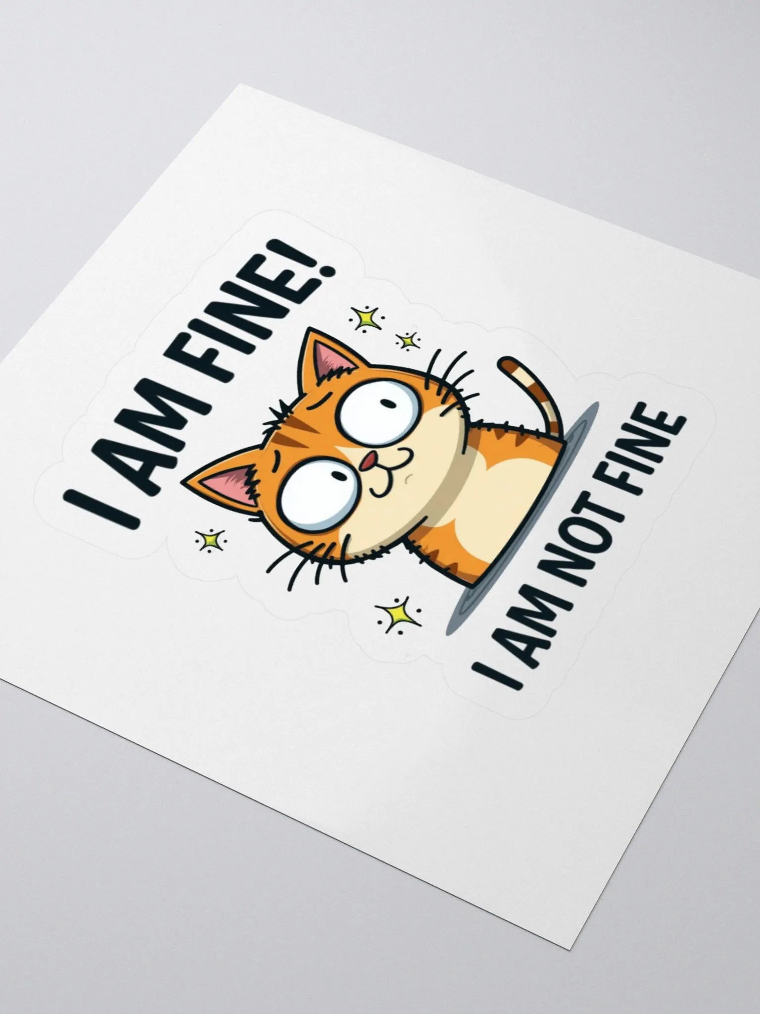 Anxious Cat 'I AM FINE!' Sticker product image (7)