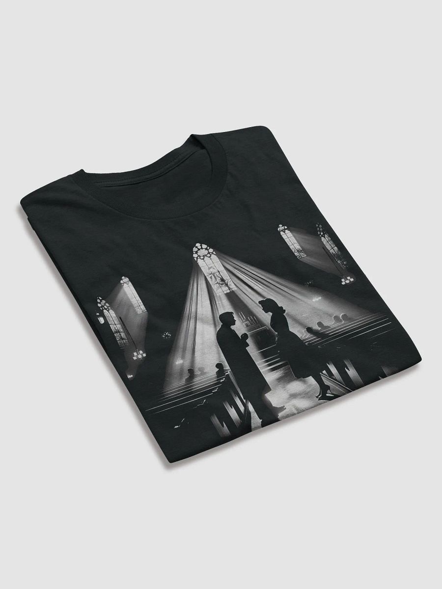 Sacred Noir: Whispered Vows in Light and Shadow (Front Print Womens Tee) product image (4)