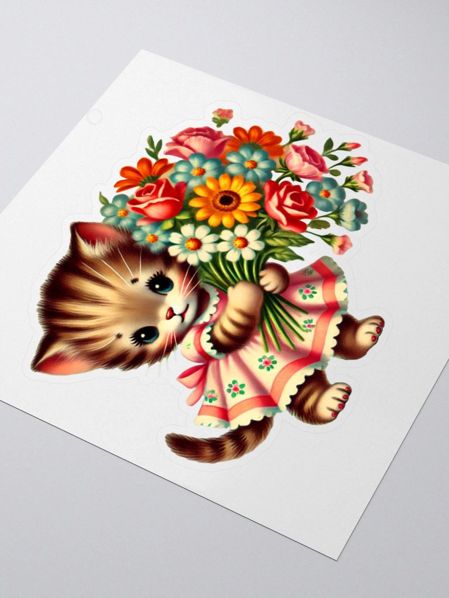 Adorable Flower Kitten Sticker - Retro Cute Cat product image (8)