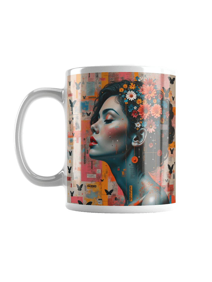 Modern Surreal Portrait Print with Floral Crown and Butterflies product image (1)