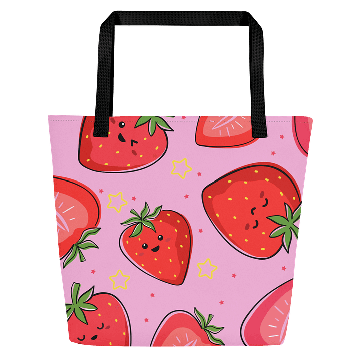 Whimsical Strawberry Tote Bag – Cute All-Over Print Fruit Bag, Aesthetic Accessory for Cottagecore & Nature Lovers product image (1)
