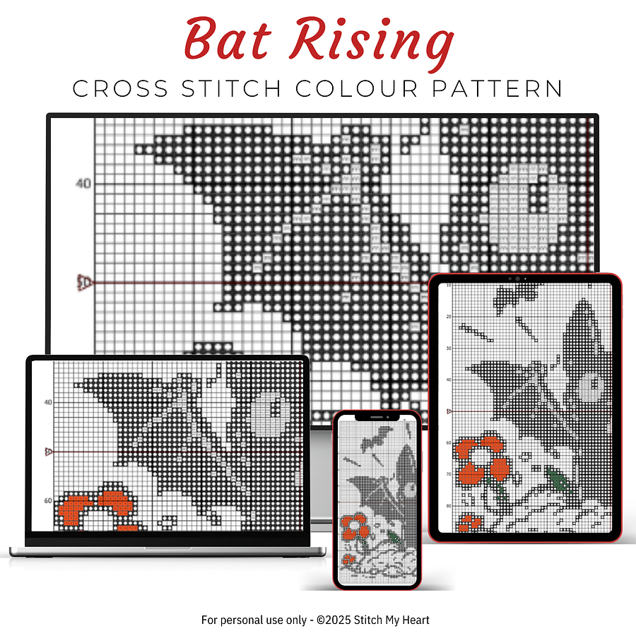Bat Rising Cross Stitch Pattern product image (3)