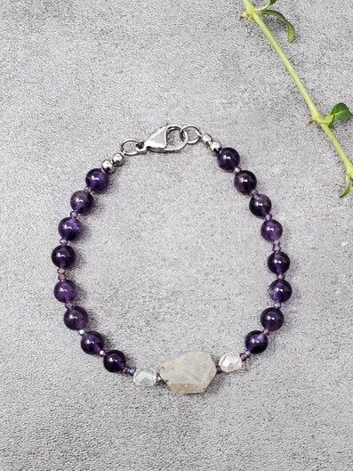 Cosmic Shift Bracelet – Amethyst & Labradorite Spiritual Transformation & Protection Jewelry product image (2)