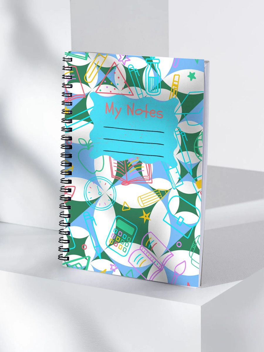 School Supplies Blue & Green Geometric Notebook product image (4)