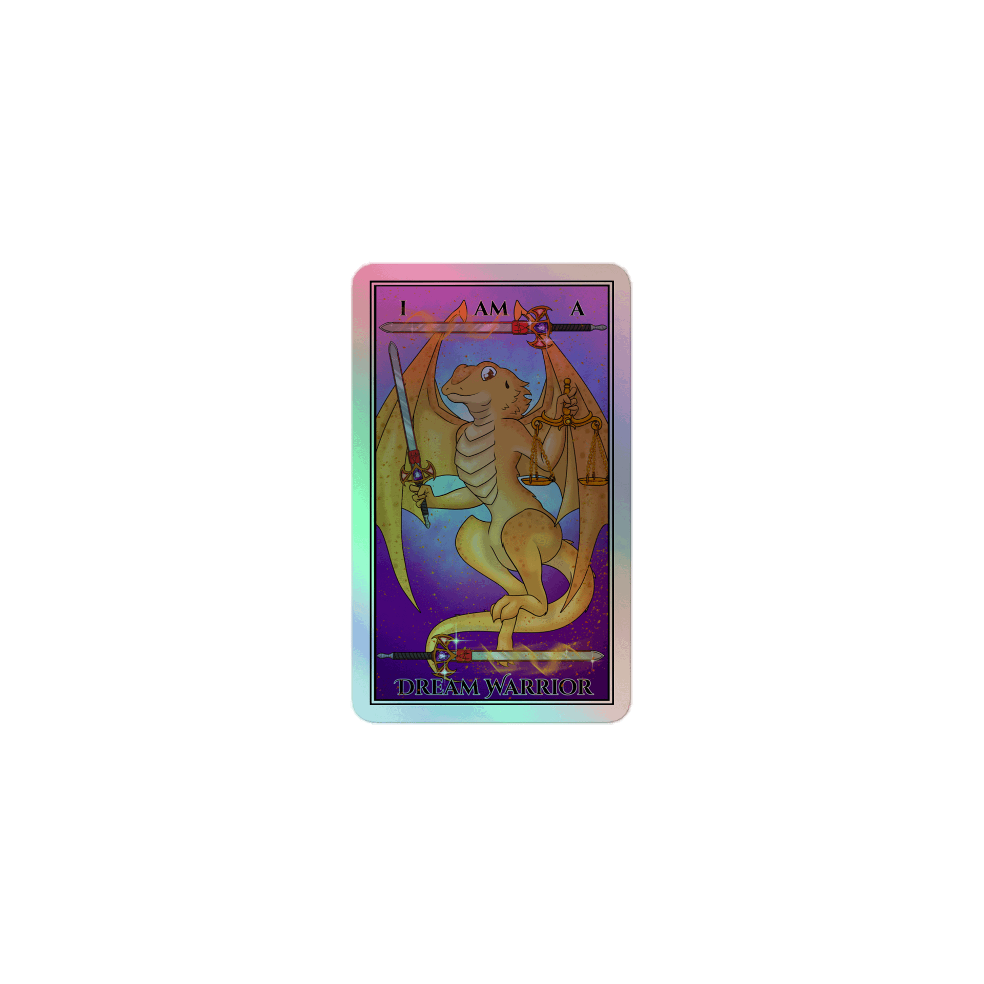 Day of the Dragon "Justice" Tarot Card Holographic Sticker product image (1)