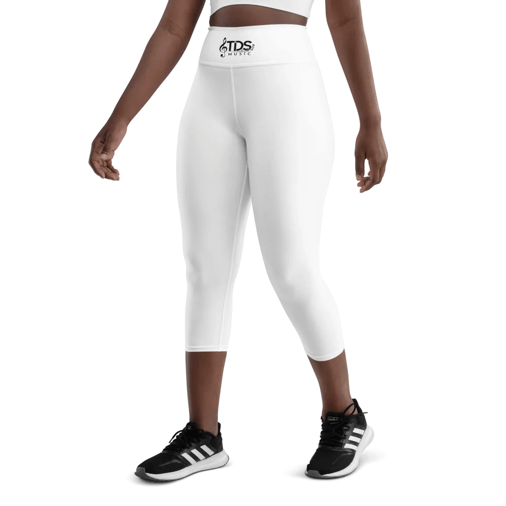 TDS Music Women's High-Waisted White Yoga Capri Leggings product image (8)