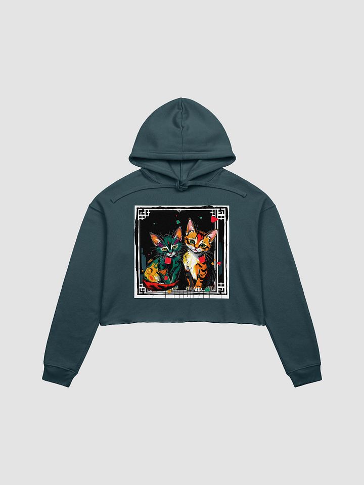 Vibrant Geometric Cats Crop Hoodie product image (1)