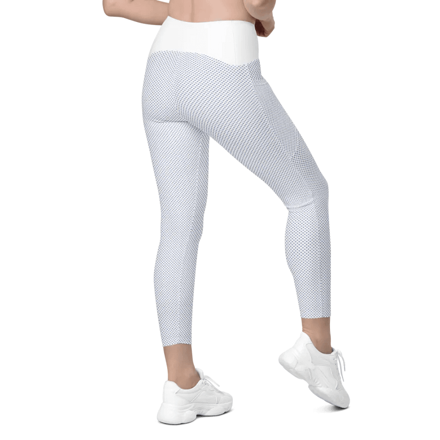 Women's High Waisted Leggings, Blue Polka Dots product image (7)