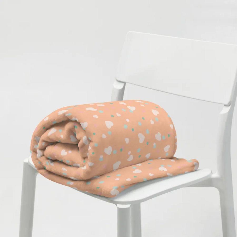Simply Peachy Hearts and Dots Peach Blanket product image (7)