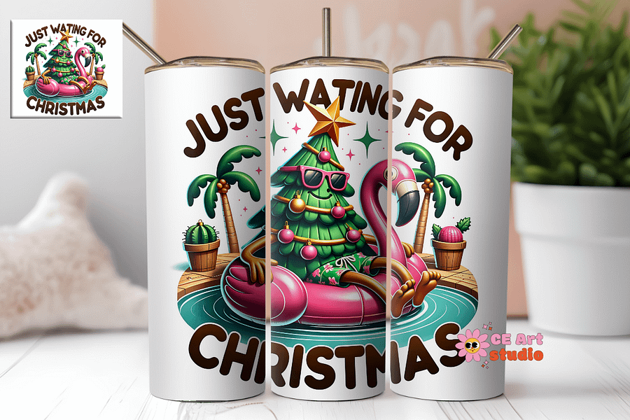 Just Waiting For Christmas Tumbler Wrap PNG product image (1)