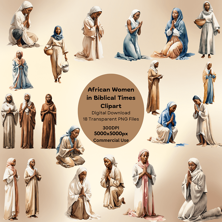 African Women Praying in Biblical Times Clipart product image (1)