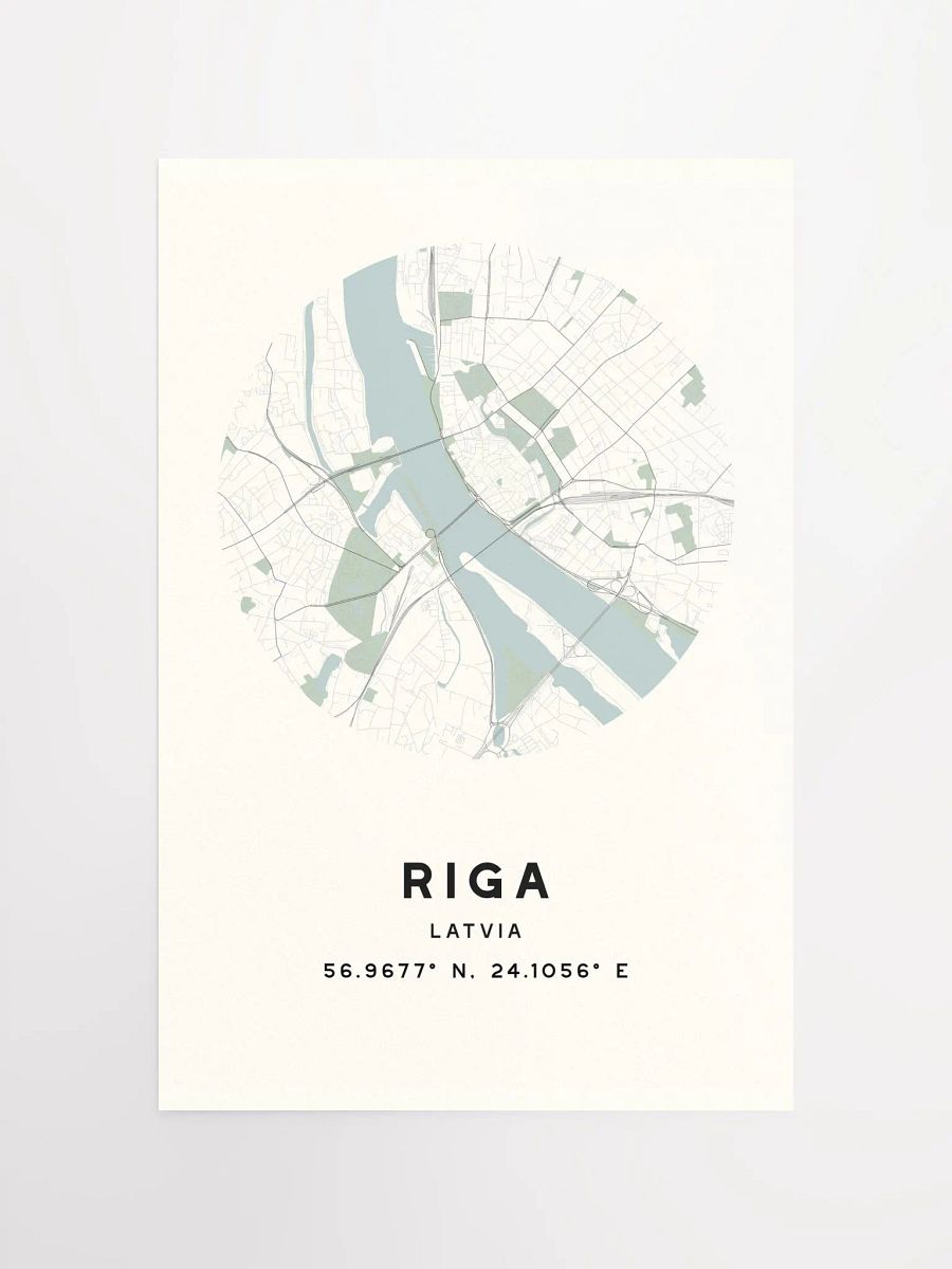 Riga Street Map Poster – Beige Minimalist Circular City Art product image (3)
