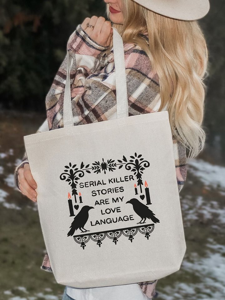 Gothic Serial Killer Stories Are My Love Language Tote Bag For True Crime Lovers product image (1)