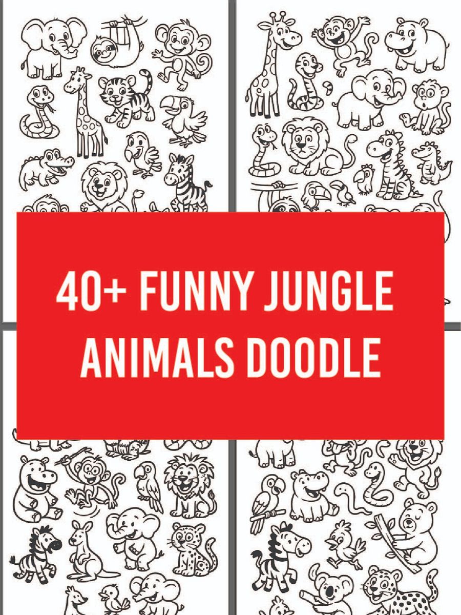 40+ Funny Jungle Animals Vector Graphics Instant Download product image (1)