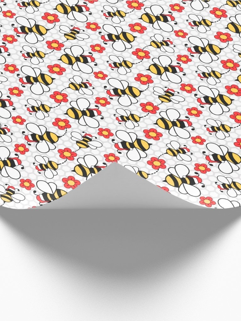 Honey Bees in Santa Hats Christmas Gift Wrapping Paper product image (2)