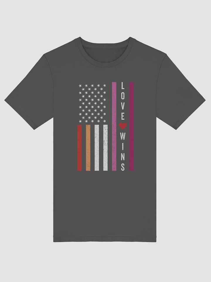 LGBTQ Lesbian Pride Love Wins USA American Flag T-Shirt product image (3)