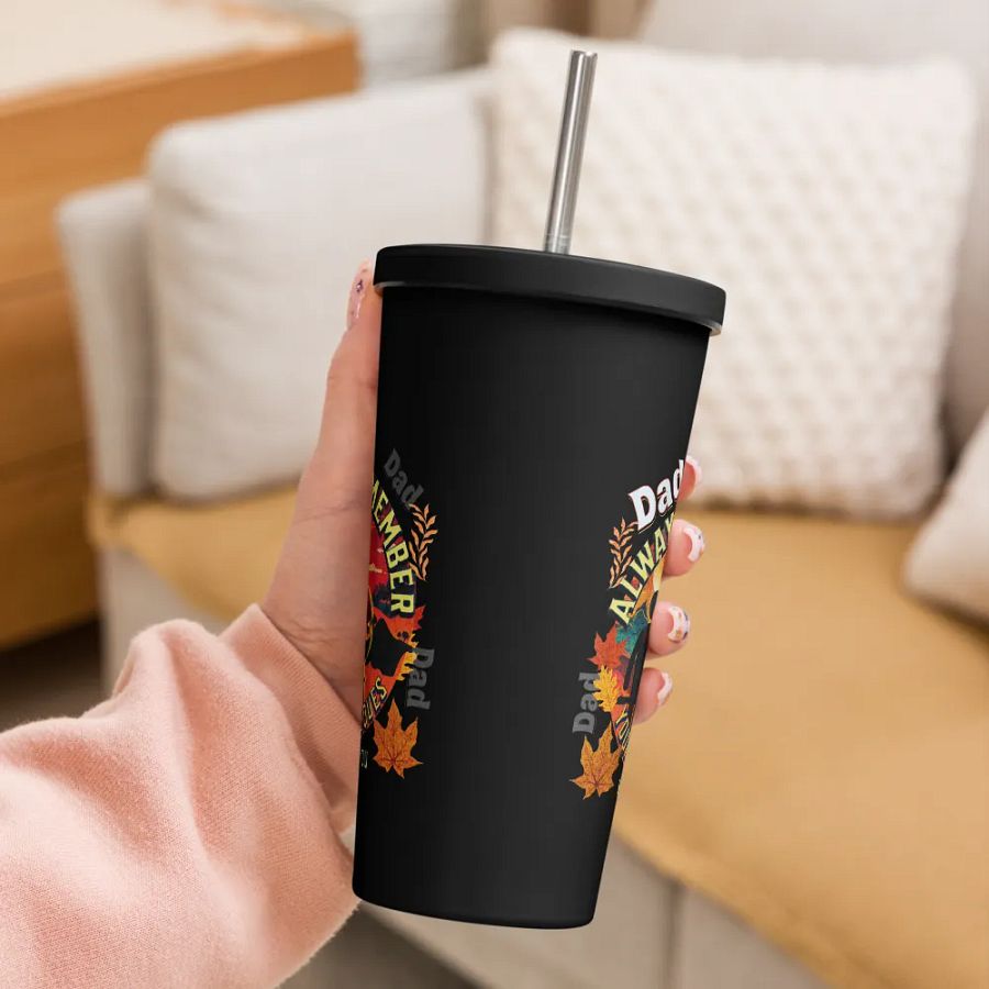 Insulated Tumbler with straw ‘ Dad, we always remember your Barbecues’ fathers day gift. product image (11)
