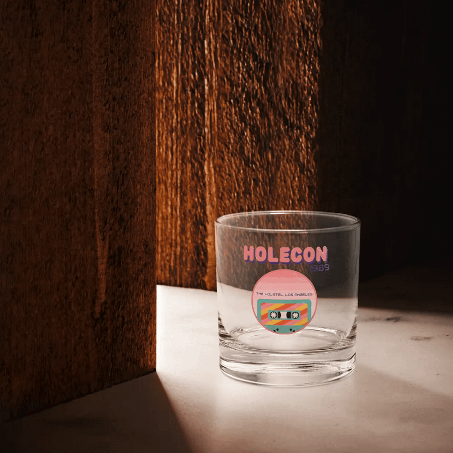 Vintage HoleCon rocks glass product image (1)