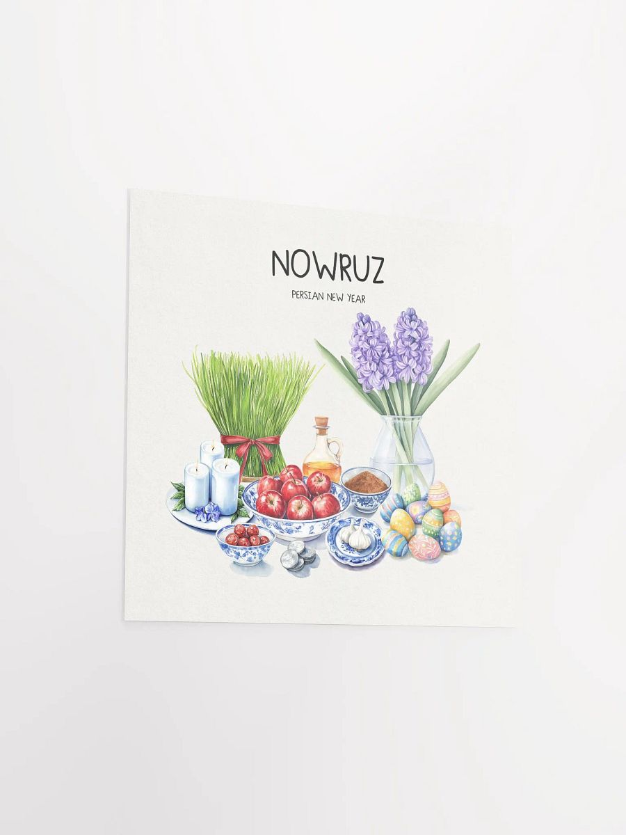 Nowruz Festive Arrangement Poster, Nowruz Watercolor Art, Haft-sin Table, Persian New Year, Persian Art product image (15)