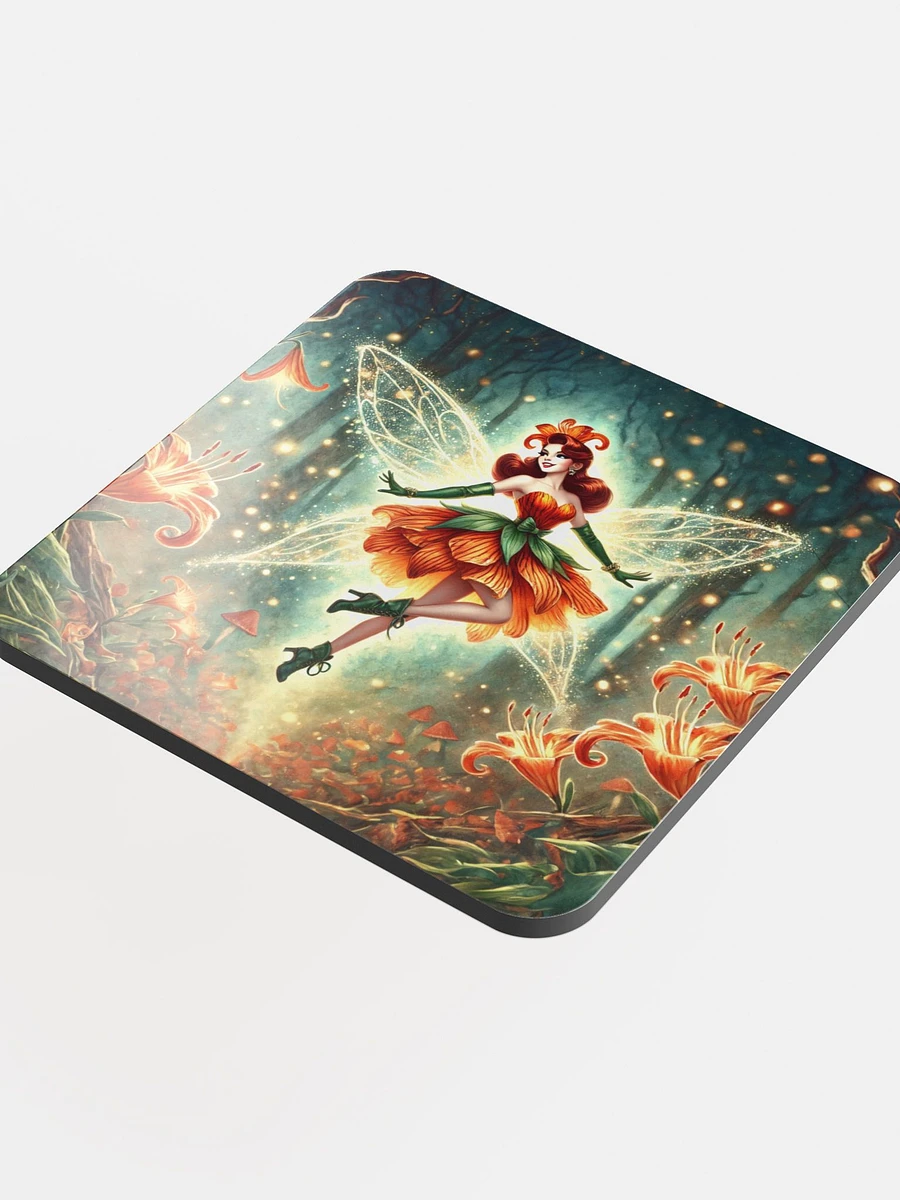 Enchanted Orange Lily Fairy Cork Coaster product image (4)