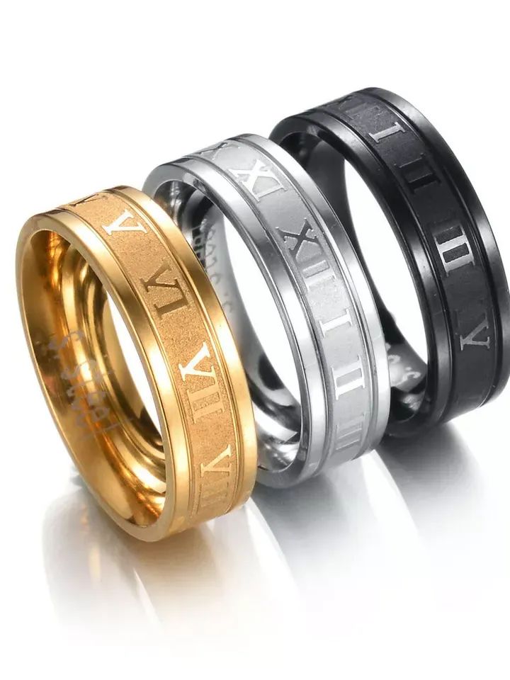 Men Black Stainless Steel Filled Ring Wedding Lover Couple Rings For Women GIFT product image (2)