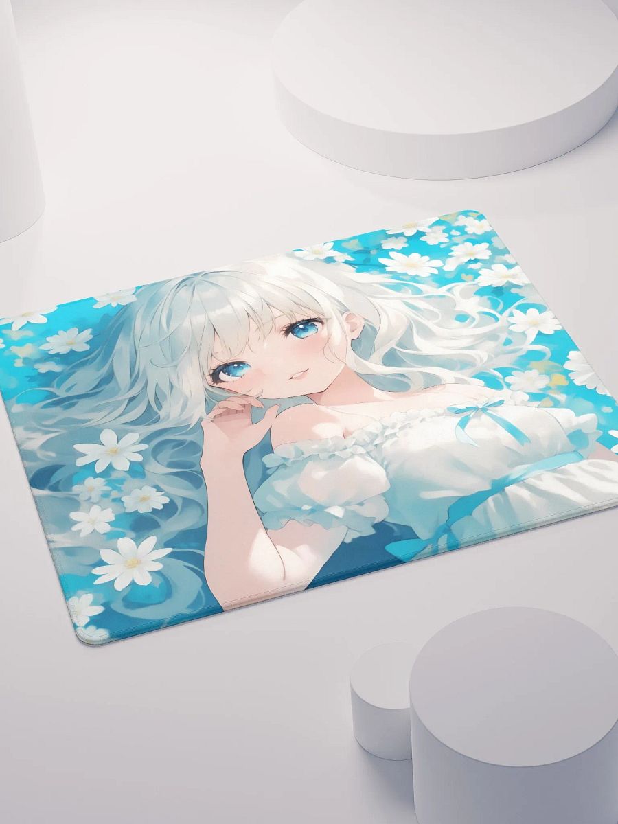 Cute anime girl in flower field gaming mouse pad product image (4)