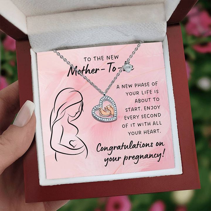 To the New Mother-To-Be Baby Feet Heart Necklace – New Phase Of Your Life product image (1)