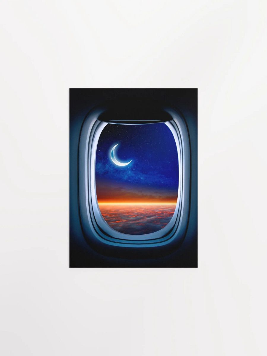 Airplane porthole/window and Moon — Photo paper glossy poster. Space poster, space print, travel gift product image (6)