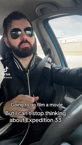 Heading to set, to start filming a movie. And I made the mistake of starting Clair Obscur: Expedition 33 yesterday…

Clair Ob...