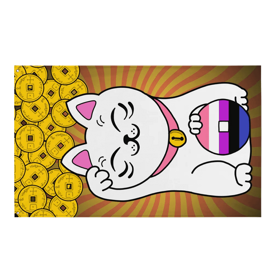 Maneki neko genderfluid pride flag product image (1)