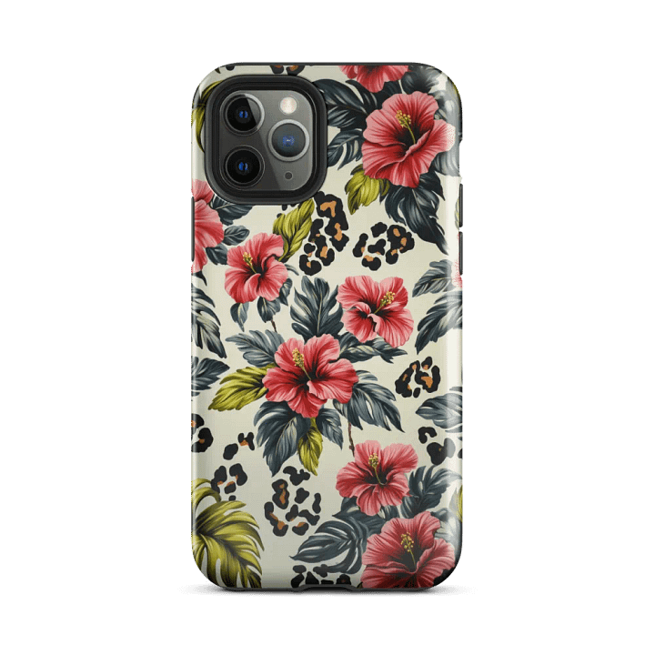 Floral Tropical Hibiscus Leopard Spots - Tough Phone Case product image (2)