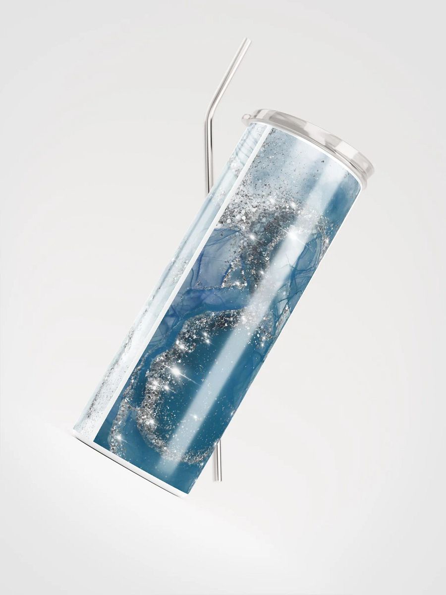 Blue and Silver Stainless Steel Tumbler | Eco-Friendly 20oz with Reusable Straw product image (4)