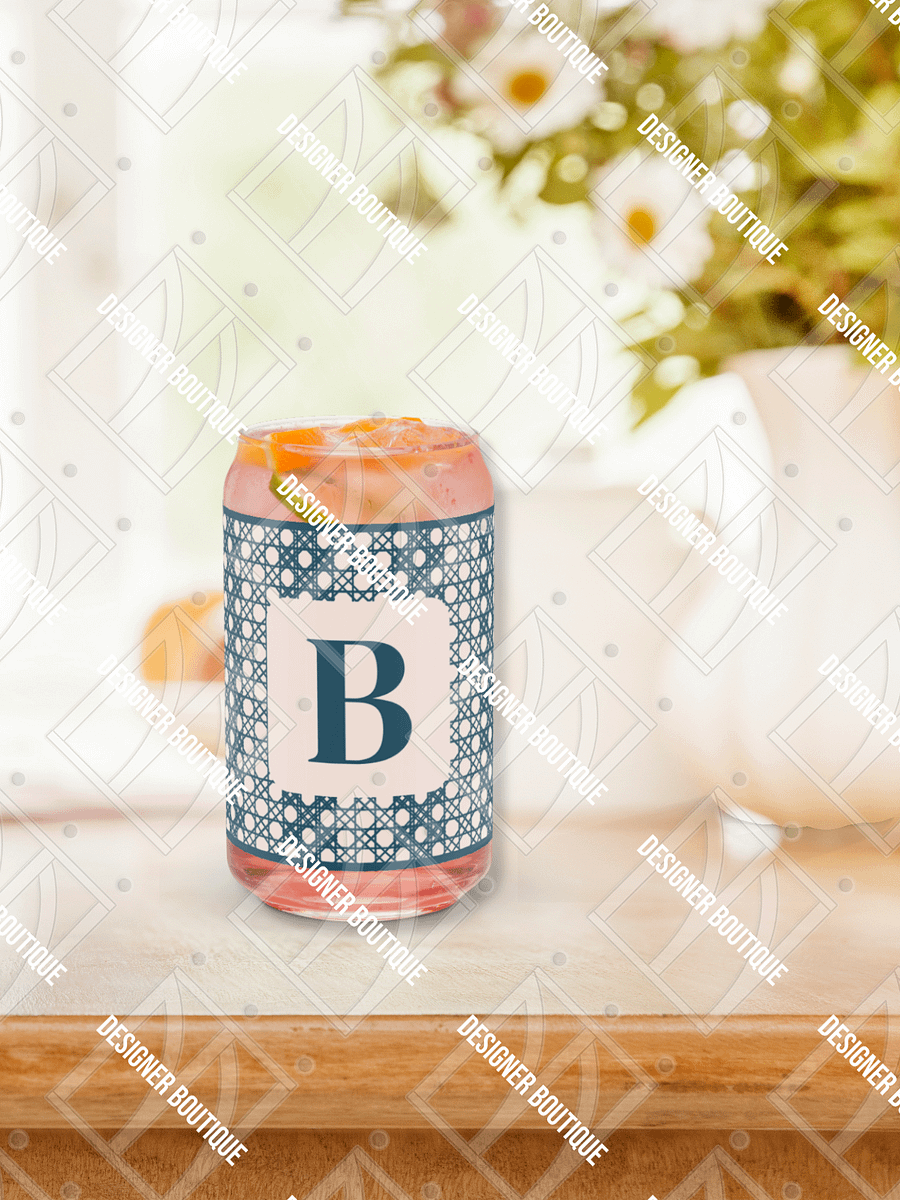 Le Rose Blue Monogram B Can-Shaped Glass product image (4)