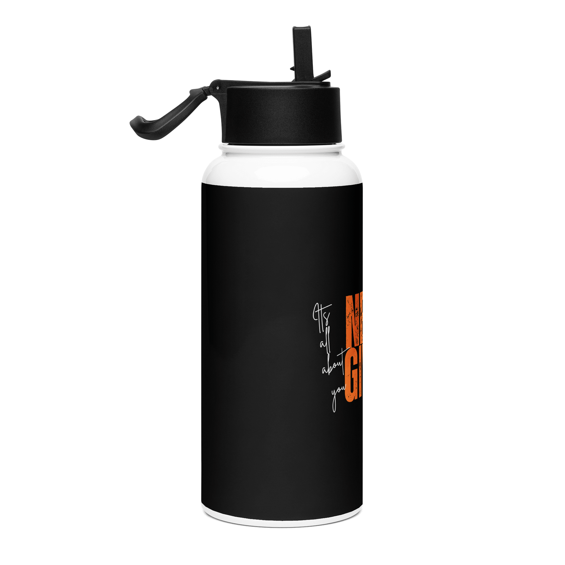 NeverGiveUp Black Steel Water Bottle! product image (4)
