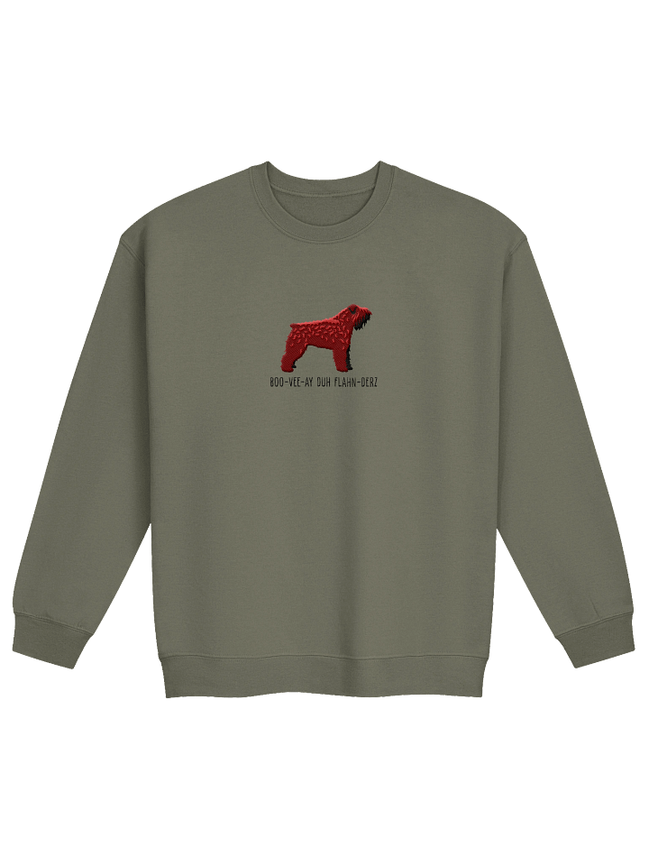 Boo-Vee-Ay Duh Flahn-Derz Sweatshirt (Embroidered) of a Bouvier Des Flandres(Liver) product image (5)