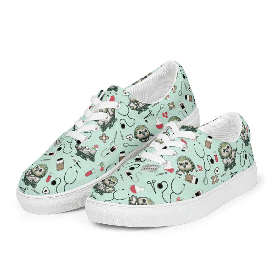 Cute Medical Kakapo Lace-up Canvas Shoes (Green) product image (1)