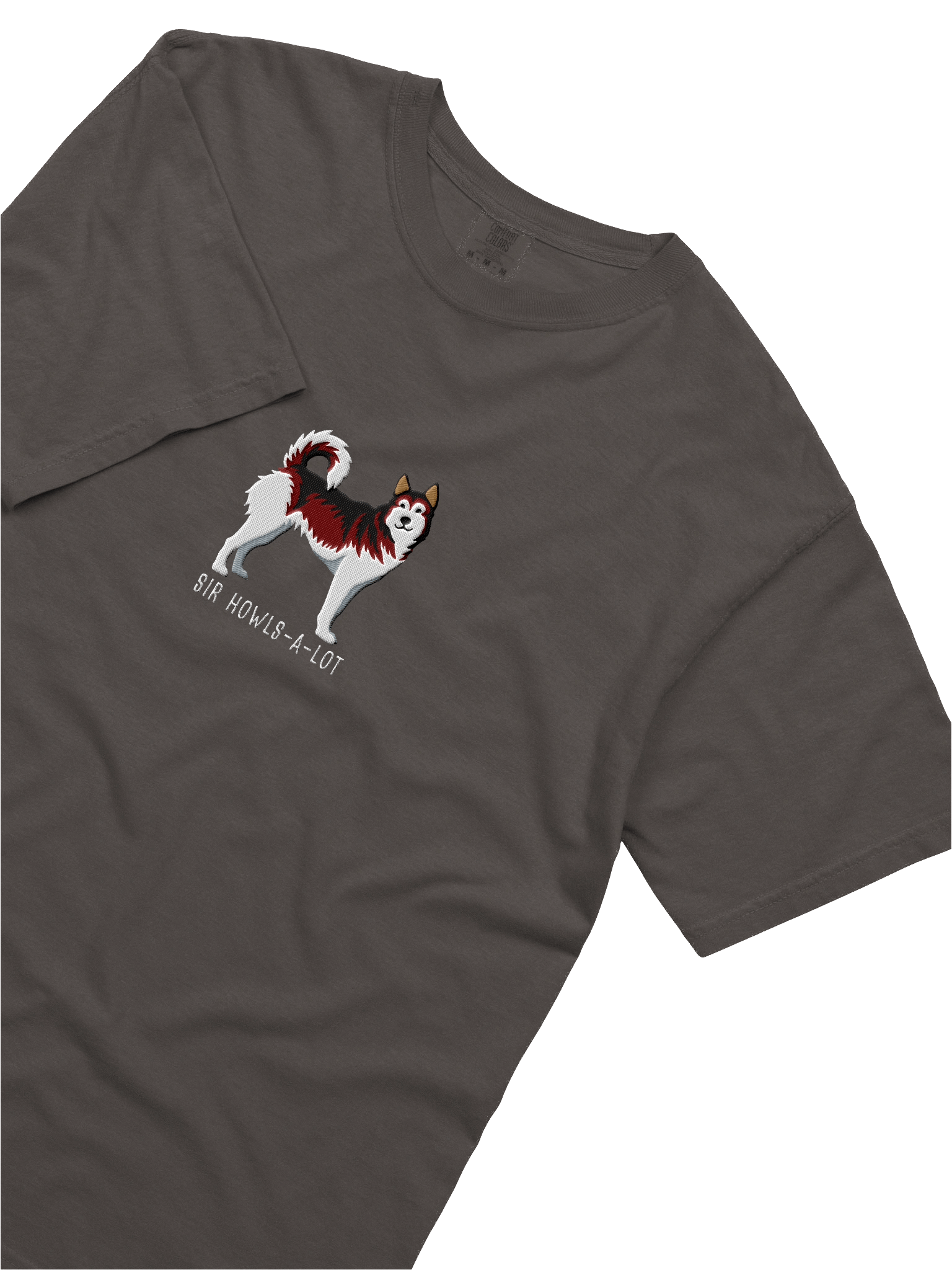 Sir Howls-A-Lot T-Shirt(Embroidered) of a Siberian Husky(Red) product image (25)