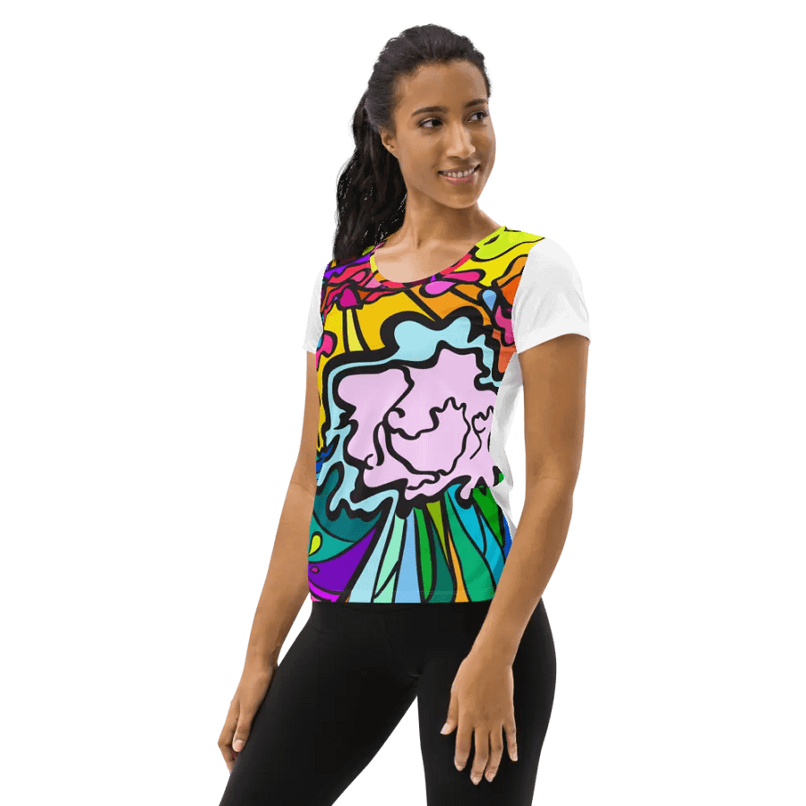 Vibrant Swirls Women's Athletic Tee - Wave at Sunset product image (3)
