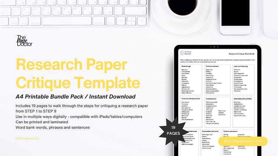 Research Paper Critique Template product image (2)