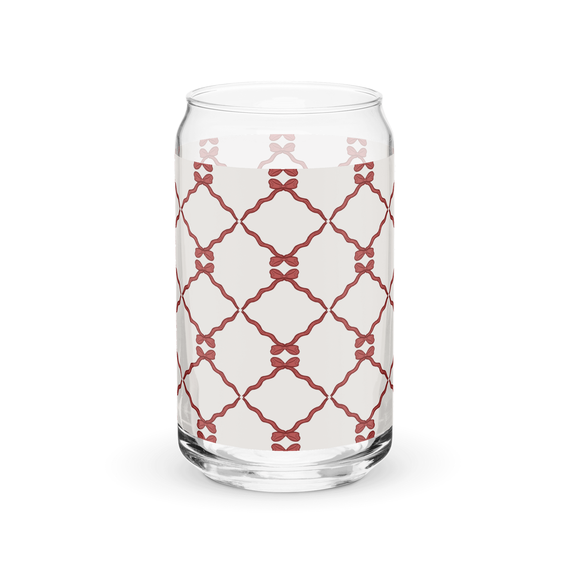 Bows and Ribbon Pattern in White and Red Glass Tumbler product image (3)