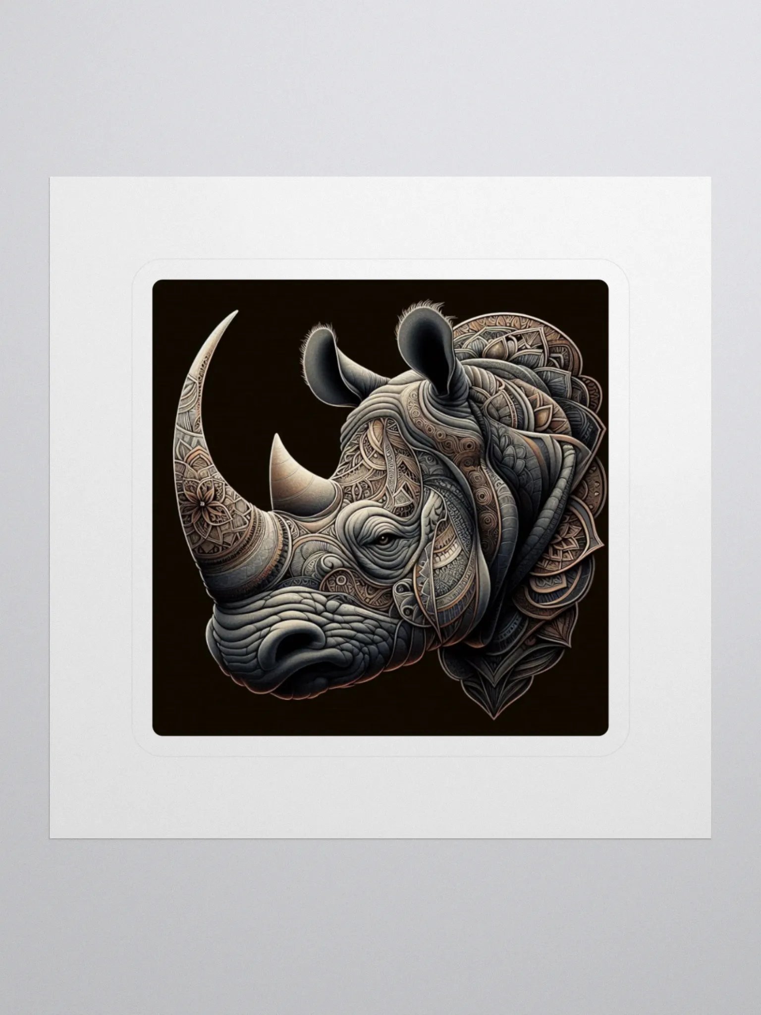 Ornate Rhino Kiss Cut Stickers product image (1)