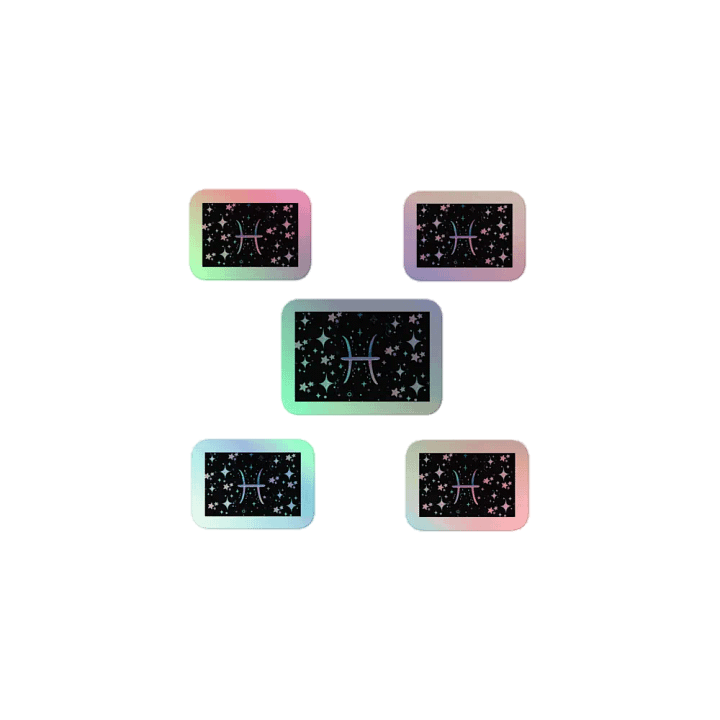 Pisces, Pastel Pisces Glyph, Holo Sticker Pack product image (1)
