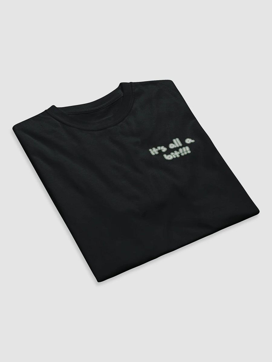 “It’s all a bit!!!” (sm. lined design, #CCE1C4) unisex eco tee product image (7)